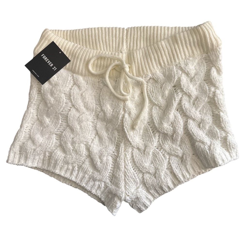 Forever 21 Ivory Cable Knit Shorts
